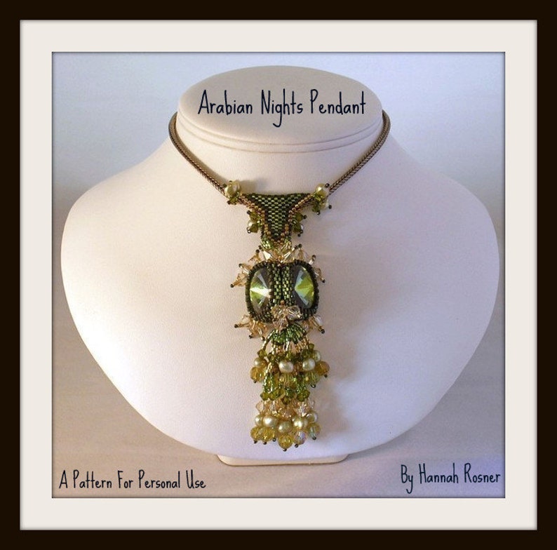 Bead Tutorial Arabian Nights advanced level peyote stitch Pendant Seed Bead pattern instructions by Hannah Rosner Designs image 4