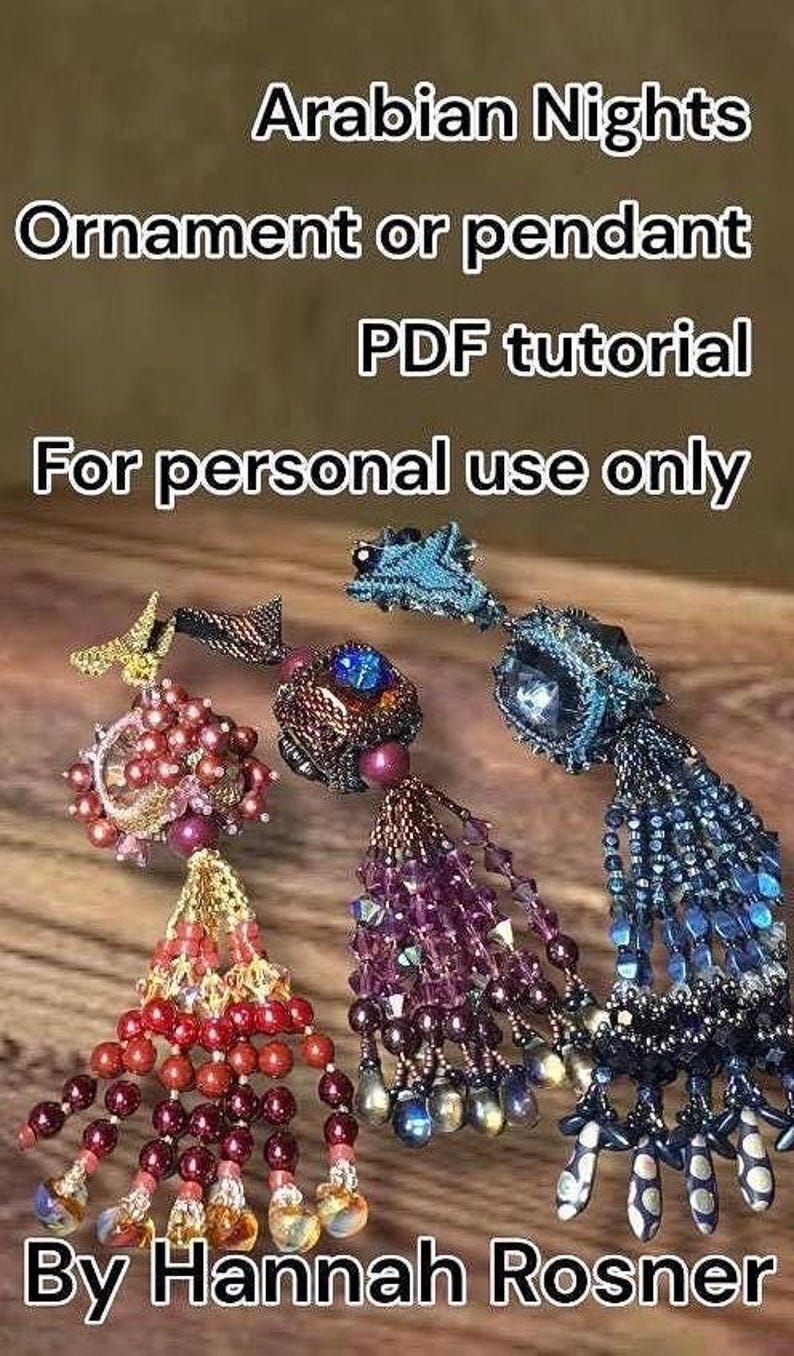 Bead Tutorial Arabian Nights advanced level peyote stitch Pendant Seed Bead pattern instructions by Hannah Rosner Designs image 1