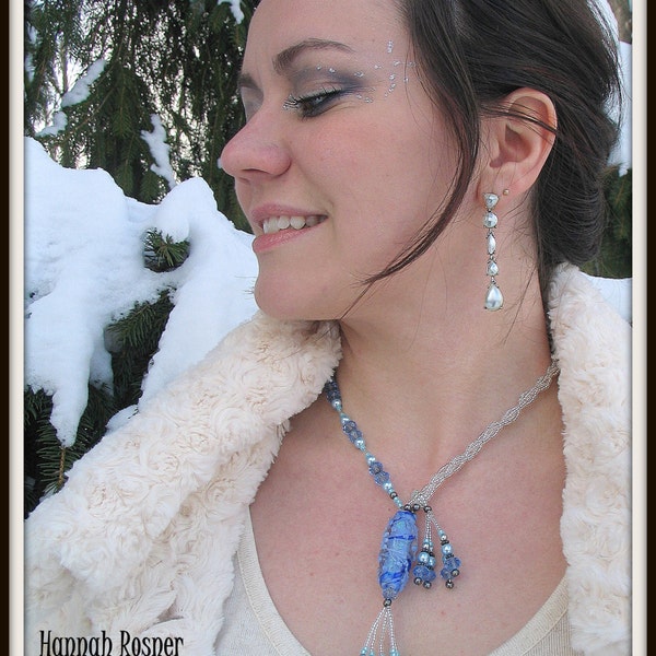 CLEARANCE Lampwork Glass Jack Frost Necklace - Winter Themed