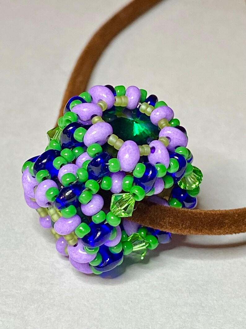 NEW Bead Tutorial 3 Sided Beaded Bead Tutorial Intermediate Beaded Pendant RAW & netting pattern instructions Hannah Rosner Designs image 4