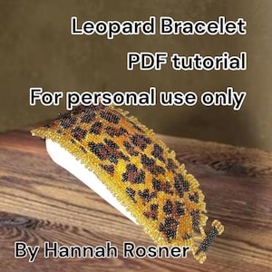 Bead Pattern African Leopard Print peyote stitch or loomwork Beaded Bracelet with toggle clasp tutorial instructions