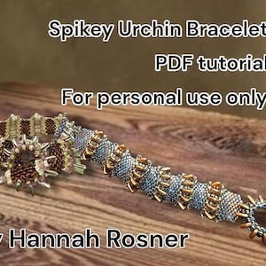 Bead Tutorial Spiky Sea Urchin Beaded Bracelet odd-count peyote stitch pattern instructions by Hannah Rosner Designs - uses 2-hole triangles