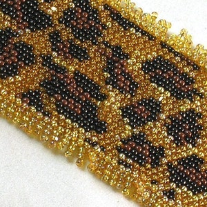 Bead Pattern African Leopard Print peyote stitch or loomwork Beaded Bracelet with toggle clasp tutorial instructions Hannah Rosner Designs image 6