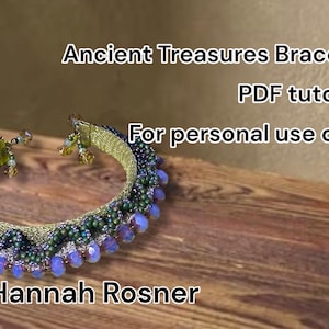 ビーズチュートリアル 古代の宝物ビーズブレスレット ペヨーテステッチ 中級パターン説明 - Hannah Rosner Designs - WireKnitzメッシュを使用