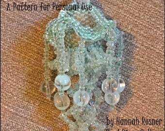 Jellyfish Pendant Beading Pattern - Glows in the Dark - Peyote Stitch Bead Woven intermediate tutorial instructions - Hannah Rosner Designs