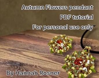 Autumn Flowers Pendant Tutorial: Seed Bead & Czech Glass Pattern (PDF Download)