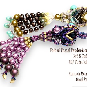 Bead Tutorial - Folded Tassel Pendant or Ornament- Netted and Right Angle Weave intermediate/advanced beading - Hannah Rosner - instructions