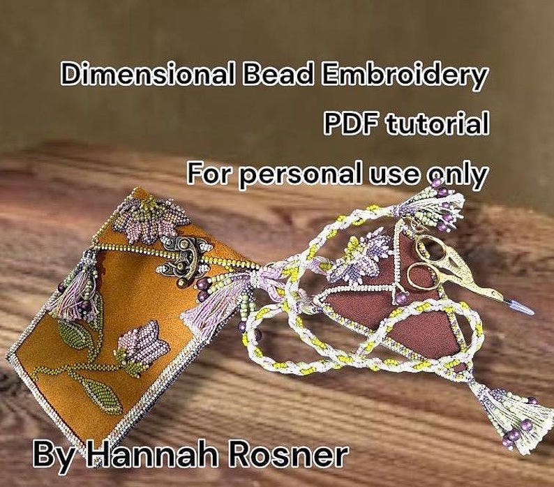 3D Bead Embroidery Pattern: Cell Phone/Scissors Case Tutorial (PDF) image 1