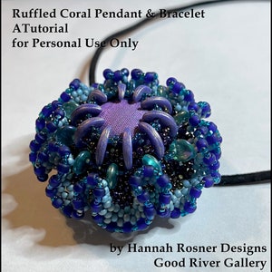 NEW Beaded Statement Bracelet or Pendant peyote stitch Tutorial Ruffled Coral advanced instructions pattern Hannah Rosner Designs image 2