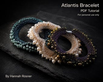 Bead Pattern - Tutorial Atlantis Beaded Bracelet peyote stitch instructions by Hannah Rosner Designs - intermediate level