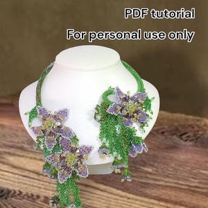 Istruzioni per il tutorial avanzato di Hannah Rosner Designs per collana di perline con motivo a fiore della passione e tralcio di peyote e ndebele. immagine 2
