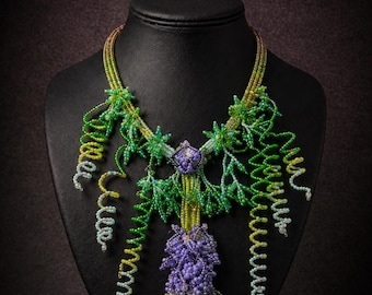 Wisteria Flower Ndebele/Herringbone necklace pattern seed beading intermediate level tutorial INSTRUCTIONS - by Hannah Rosner Designs