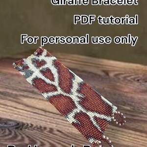 Bead Pattern giraffe peyote stitch or loomwork Beaded Bracelet with toggle clasp tutorial instructions - DIY jewelry design by Hannah Rosner