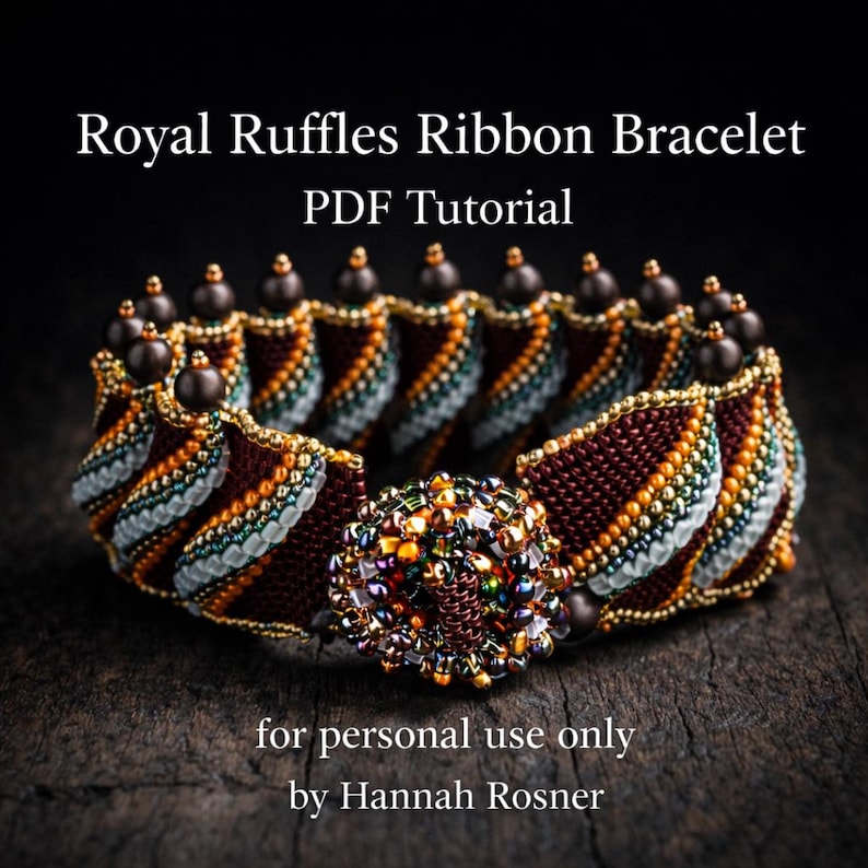 Tutorial e instrucciones para la creación de una pulsera con cuentas estilo peyote "Royal Ruffles" - Nivel avanzado de bisutería, por Hannah Rosner Designs. imagen 1