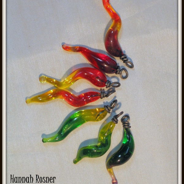 MADE TO ORDER - Glassblower Inspired Drops, Pendants or Headpins - set of 7.  Your choice of color(s) - Inspired by Chihuly
