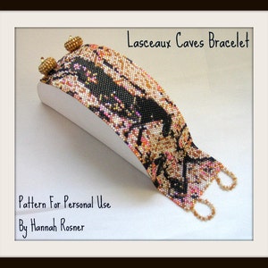 Peyote Beading Pattern Lasceaux Caves Petroglyphs Beaded Bracelet peyote stitch intermediate tutorial instructions by Hannah Rosner Designs image 1