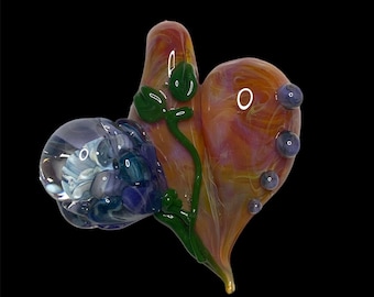 Glass Heart Lampwork Pendant or Bead - Festooned Flowers by Hannah Rosner Designs - boro - borosilicate