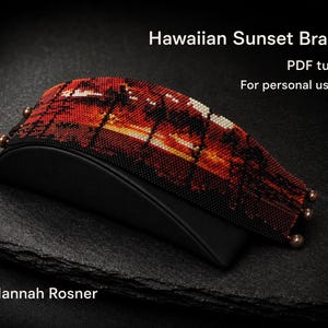 Kralenpatroon Hawaiiaanse zonsondergang kralenarmband - HANDLEIDING loomwork of peyote-steek - gemiddeld niveau Hannah Rosner Designs