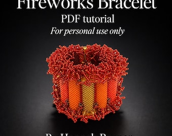 Beading Tutorial - Fireworks or New York Bracelet - Advanced level peyote stitch w/ fringe - instructions & pattern by Hannah Rosner Designs