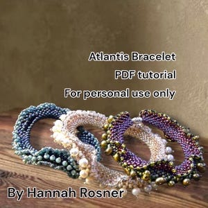 Bead Pattern - Tutorial Atlantis Beaded Bracelet peyote stitch instructions by Hannah Rosner Designs - intermediate level