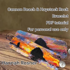 Perlenmuster - Cannon Beach & Haystack Rock Oregon - Peyote-Stich oder Loomwork Perlenarmband-Anleitung für Fortgeschrittene - Hannah