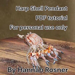 Beaded Harp Shell Pendant Tutorial: Seed Bead & Cup Chain Embroidery (PDF Pattern)