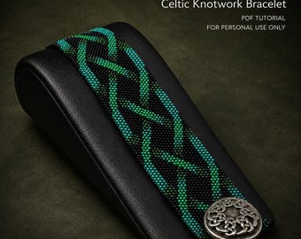 Bead Pattern Celtic Knotwork Beaded Bracelet tutorial instructions - Peyote Stitch Seed Beading - DIY jewelry by Hannah Rosner Designs