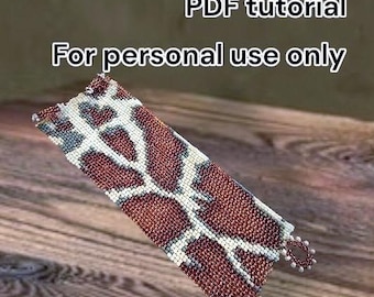 Bead Pattern giraffe peyote stitch or loomwork Beaded Bracelet with toggle clasp tutorial instructions - DIY jewelry design by Hannah Rosner