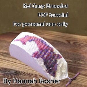 Kralenpatroon Koi-karpervis kralenarmband - INSTRUCTIES TUTORIAL voor peyote-steek of weefgetouw - intermediair door Hannah Rosner Designs