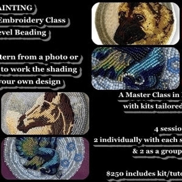 ZOOM CLASS - 4 sessions + full kit - Pictorial Beadwork - Bead Embroidery Class by Hannah Rosner Designs - Advanced - July 20 & Aug 3 2024