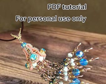 Bead Pattern Soutache Tassel or Necklace tutorial instructions - peyote stitch & embroidery beading - intermediate level - Hannah Rosner