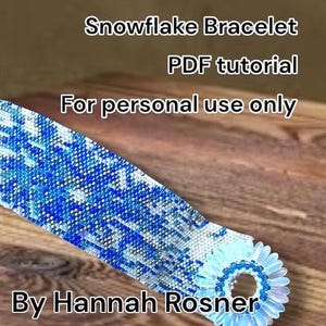 Bead Pattern Snowflake Beaded Bracelet peyote stitch tutorial instructions plus toggle clasp - diy jewelry design by Hannah Rosner Designs