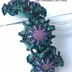 NEW Beaded Statement Bracelet or Pendant peyote stitch Tutorial Ruffled Coral advanced instructions pattern Hannah Rosner Designs image 1