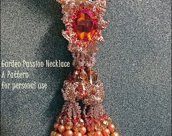 Beading Pattern Garden Passions Necklace Peyote Stitch & Netting Ruffled Beadwork  TUTORIAL Instructions - Hannah Rosner Design Intermediate