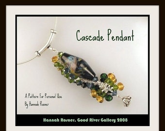 Easy Beading Pattern Cascade Wirewrapped Lampwork Pendant, Tutorial Instructions beginning wirewrapping necklace by Hannah Rosner Designs