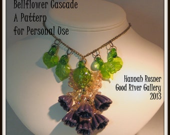 Easy Wire & Beading Pattern Bellflower Cascade Wirewrapped Pendant, tutorial instructions beginning wirewrapping project by Hannah Rosner