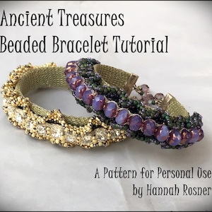 Bead Tutorial Ancient Treasures Bead Bracelet peyote stitch intermediate pattern instructions - Hannah Rosner Designs - uses WireKnitz mesh