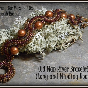 Bead Pattern Long & Winding Road Cuff Bracelet intermediate tutorial instructions Herringbone by Hannah Rosner Designs image 1