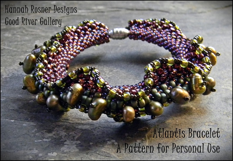 Bead Pattern Tutorial Atlantis Beaded Bracelet peyote stitch instructions by Hannah Rosner Designs intermediate level image 4