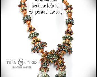 Beading tutorial Coral Gardens Beaded Bead Necklace peyote stitch & RAW intermediate level pattern instructions DIY by Hannah Rosner Designs