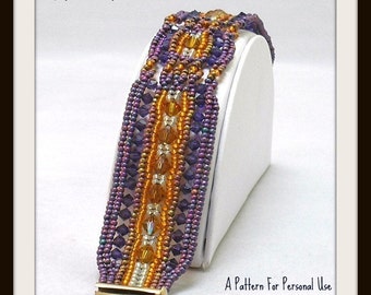 Bead Pattern Ndebele Crystal Cables Intermediate Level Herringbone Beaded Bracelet tutorial instructions - by Hannah Rosner