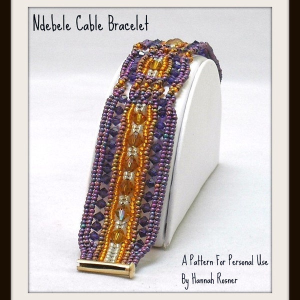 Bead Pattern Ndebele Crystal Cables Intermediate Level Herringbone Beaded Bracelet tutorial instructions - by Hannah Rosner