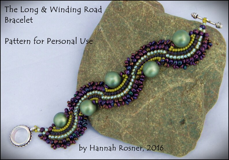 Bead Pattern Long & Winding Road Cuff Bracelet intermediate tutorial instructions Herringbone by Hannah Rosner Designs image 3