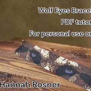 Kralenpatroon Wolf Eyes-kralenarmband met instructies voor peyotesteken of weefgetouwen van gemiddeld niveau - Hannah Rosner Designs