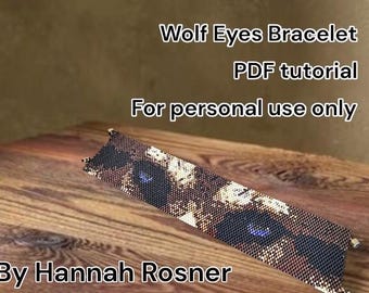 Bead Pattern Wolf Eyes Beaded Bracelet intermediate level peyote stitch or loomwork tutorial instructions - Hannah Rosner Designs