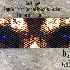 Bead Pattern Wolf Eyes Beaded Bracelet peyote stitch or loomwork intermediate tutorial instructions by Hannah Rosner Designs image 1