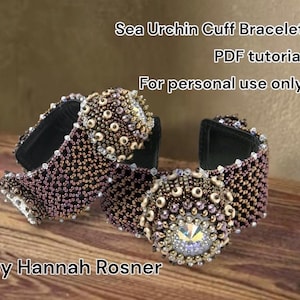 Bead Pattern Sea Urchin Cuff Bracelet -  Intermediate/advanced tutorial instructions - beading by Hannah Rosner