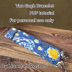 Bead Pattern Van Gogh Starry Night Pattern Beaded Bracelet peyote stitch tutorial instructions - Impressionist design intermediate level