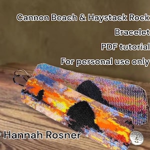 Kralenpatroon - Cannon Beach & Haystack Rock Oregon - peyote-steek of weefgetouw kralenarmband tussentijdse tutorial instructies - Hannah