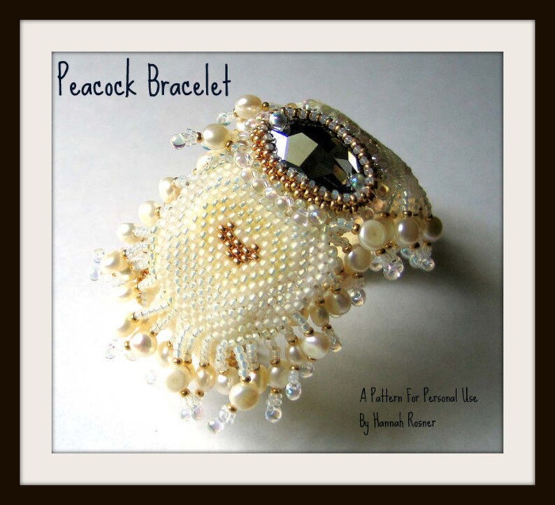 Beading Pattern Peacock Feather Bead Embroidered, Peyote Stitch and